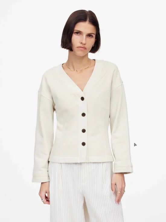 MADEWELL-Darted Cardigan Sweatshirt - Picture 3 of 5